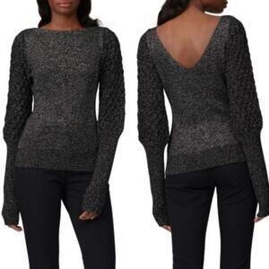 Sachin Babi Pippa Black Metallic Knit Pullover Sweater Size XL Women's Preowned